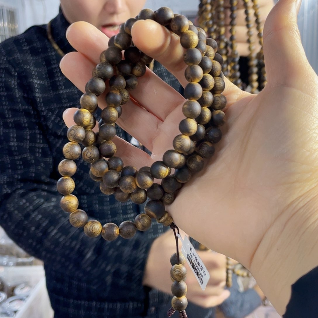 沉香手串棋楠香尖圆珠长串0.8/30克多样性发一