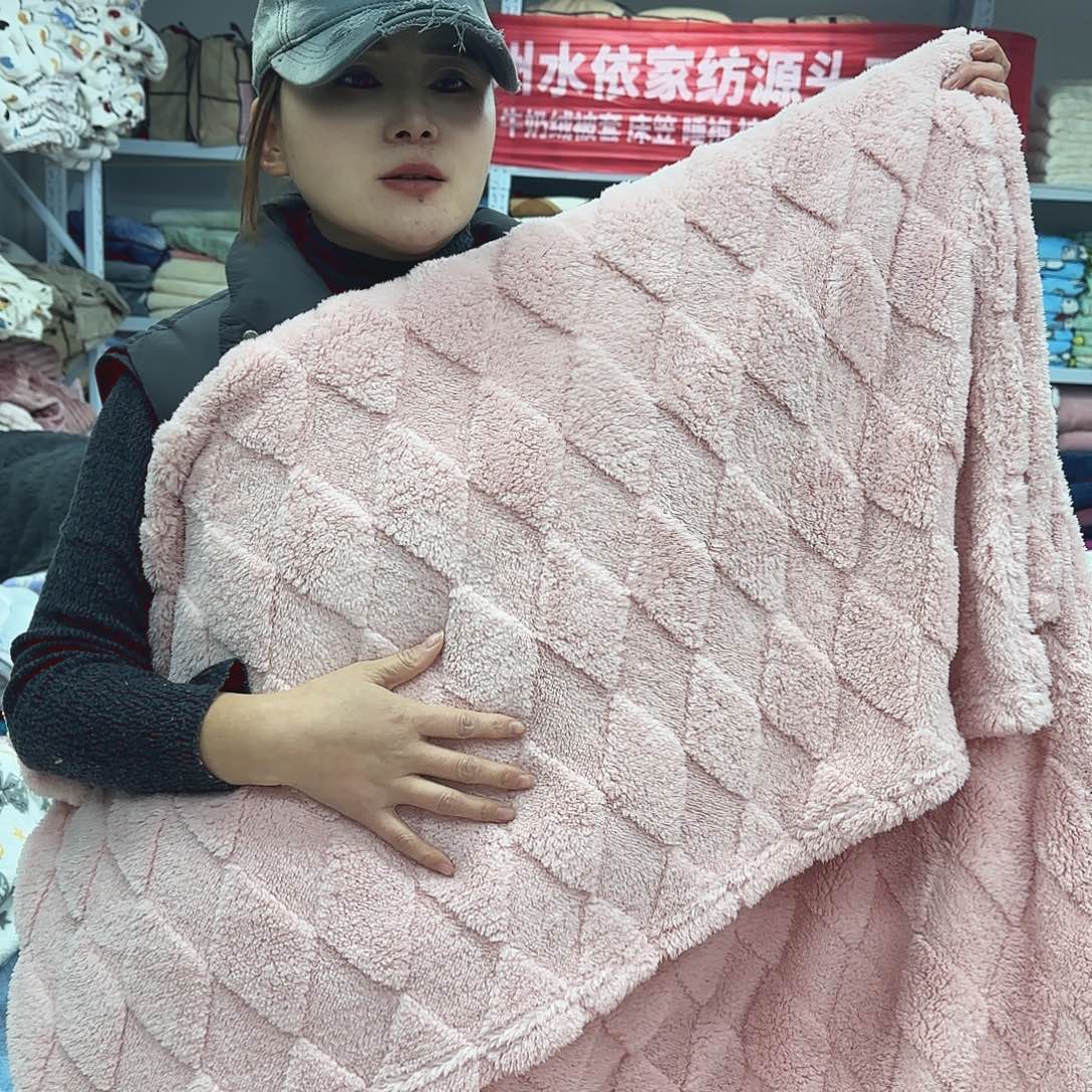 羊驼毛180.200塔夫绒速热剪花毯，粉