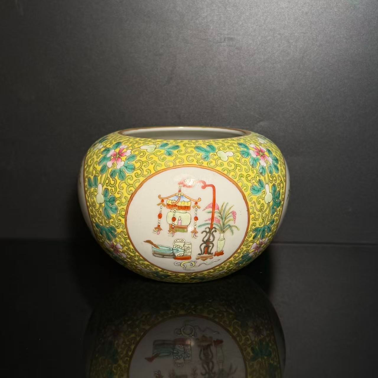 Lot25-黄地纹水丞-清同治年制款H:8.5cm-LF12090035001074