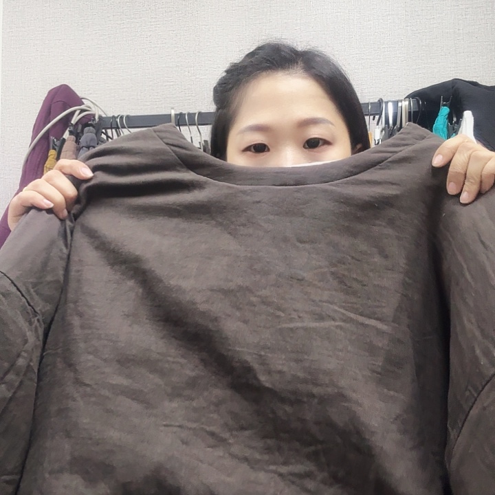 云***轻麻拼灰色棉服不退换