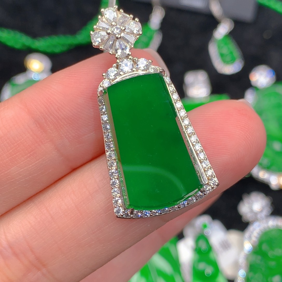 翡翠吊坠(不含链)银S925镶嵌