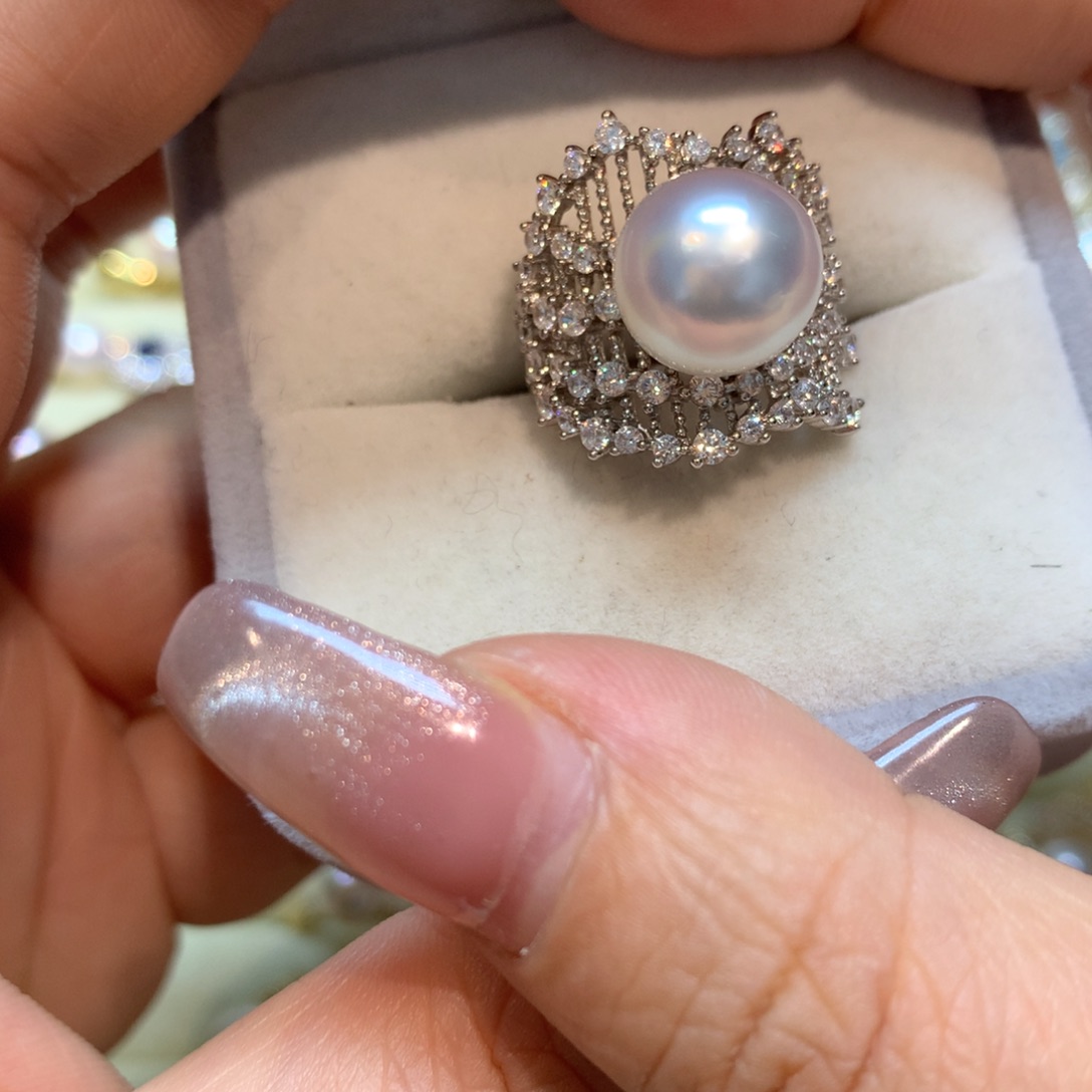 海水珍珠戒指银S925镶嵌