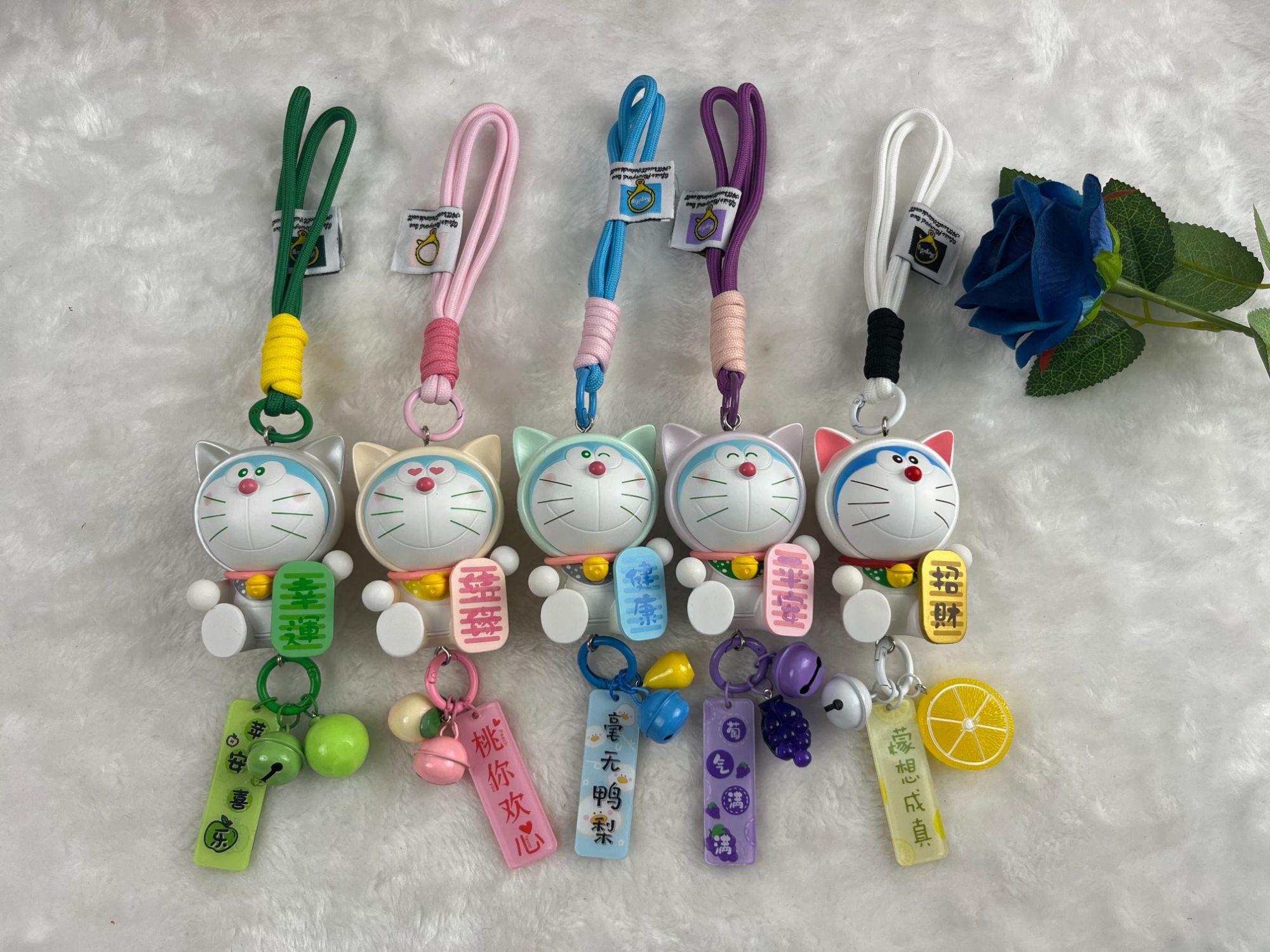 蓝胖子车挂、钥匙扣、包挂、可爱风格创意礼品摆件、装饰挂件