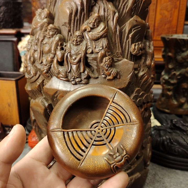 柱***安竹竹雕知足常乐笔洗