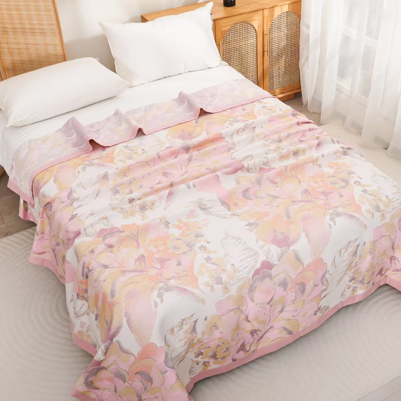 【牛哥福利】灼灼其华粉-加厚高端轻奢床盖