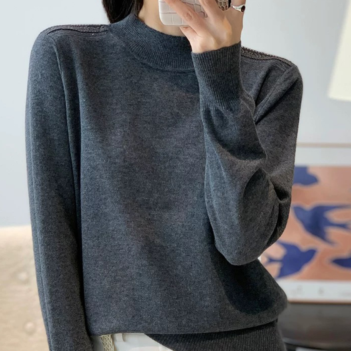 女士堆堆绒领衫高领保暖打底衫女款