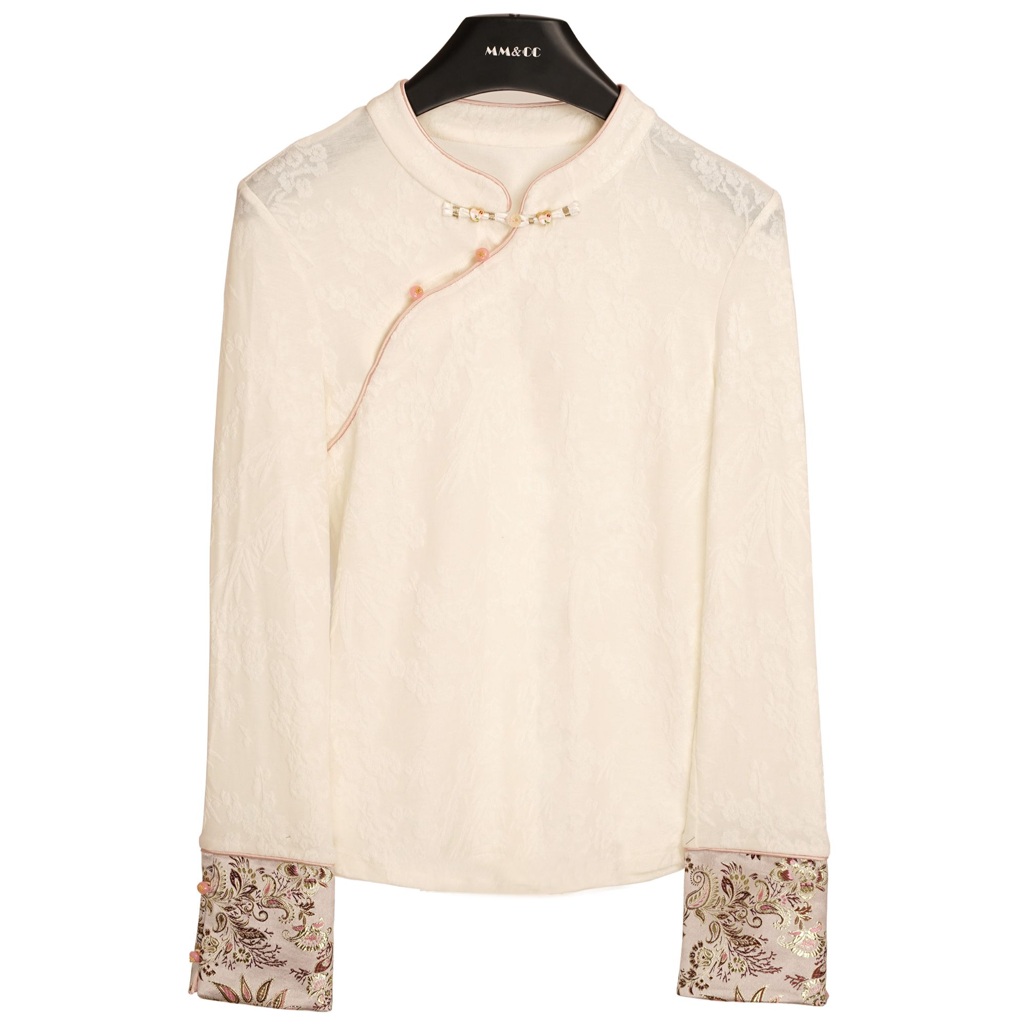 【刺绣牡丹】新中式国风盘扣长袖衬衫早春高级感立领内搭打底F9205