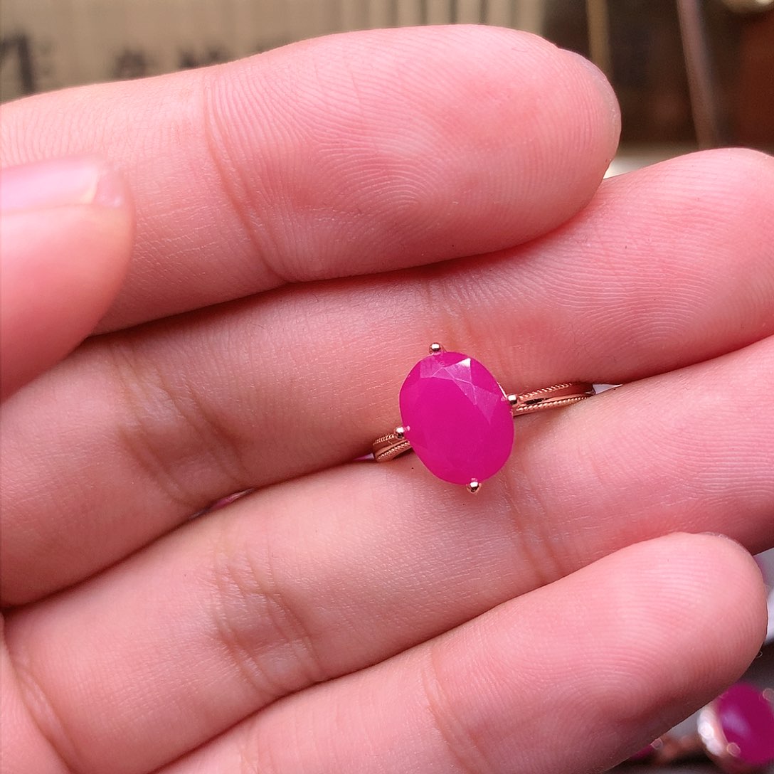 红宝石戒指银S925镶嵌