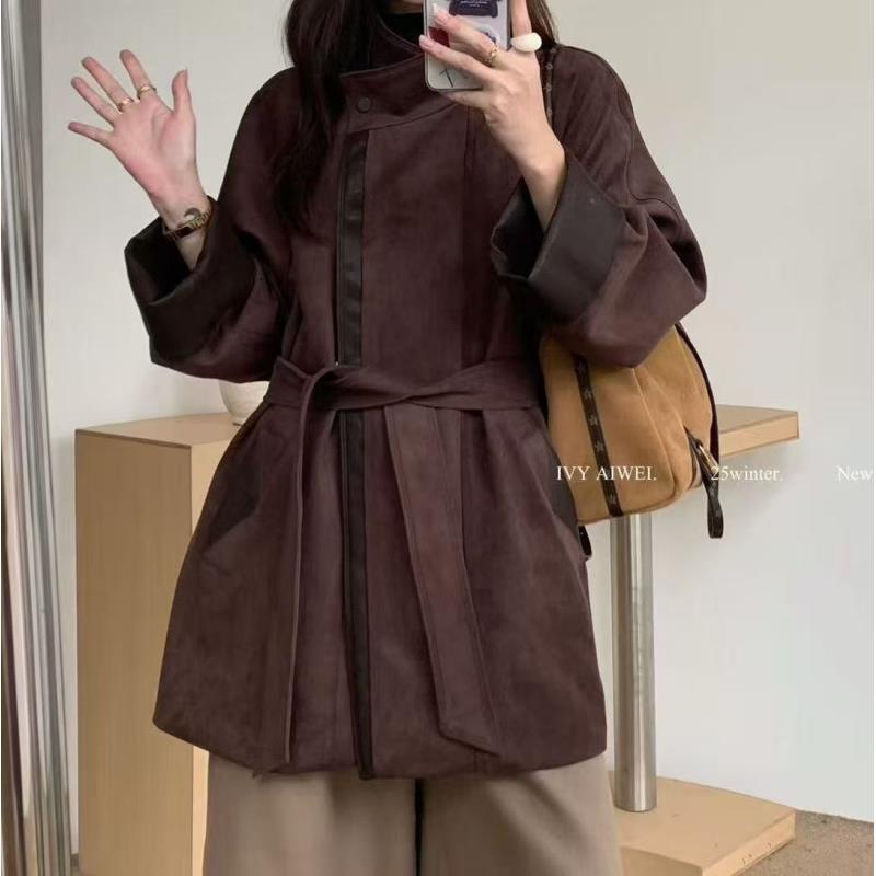 5735号83067#秋冬拼皮绒感休闲百搭宽松外套