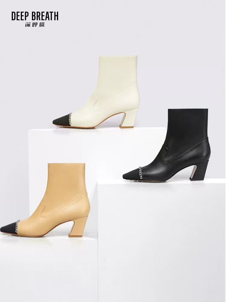 深呼吸【五折】DEEP BREATH深呼吸羊皮尖头小粗跟高跟靴AX15195