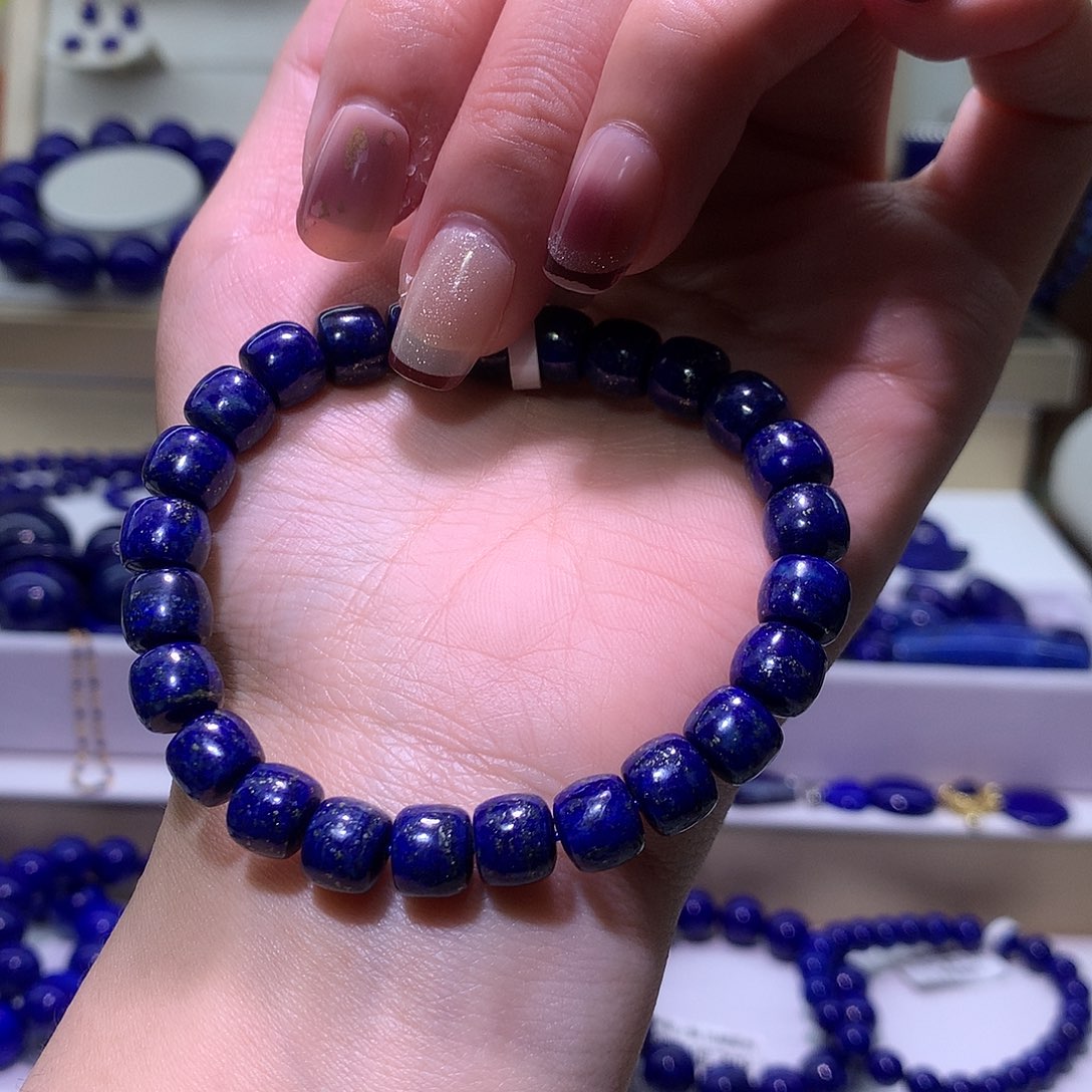 青金石未镶嵌天然原矿老型直切手串8m +