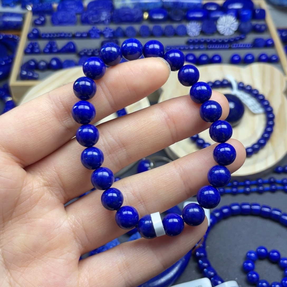 唯***.青金石未镶嵌圆珠手串8+