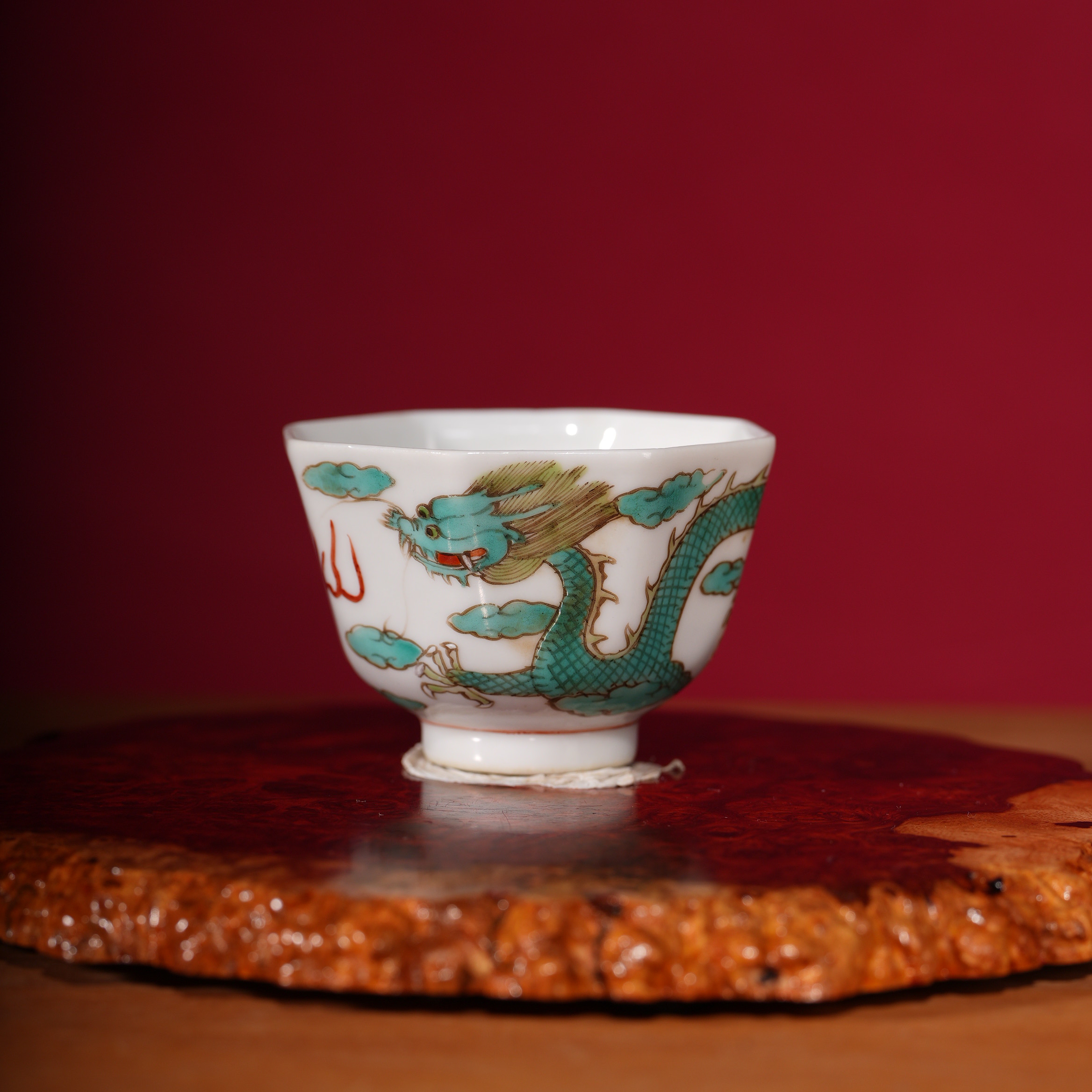 176 晚清粉彩龙纹杯 瓷器收藏 文物商店 明清老瓷器 非仿古工艺品