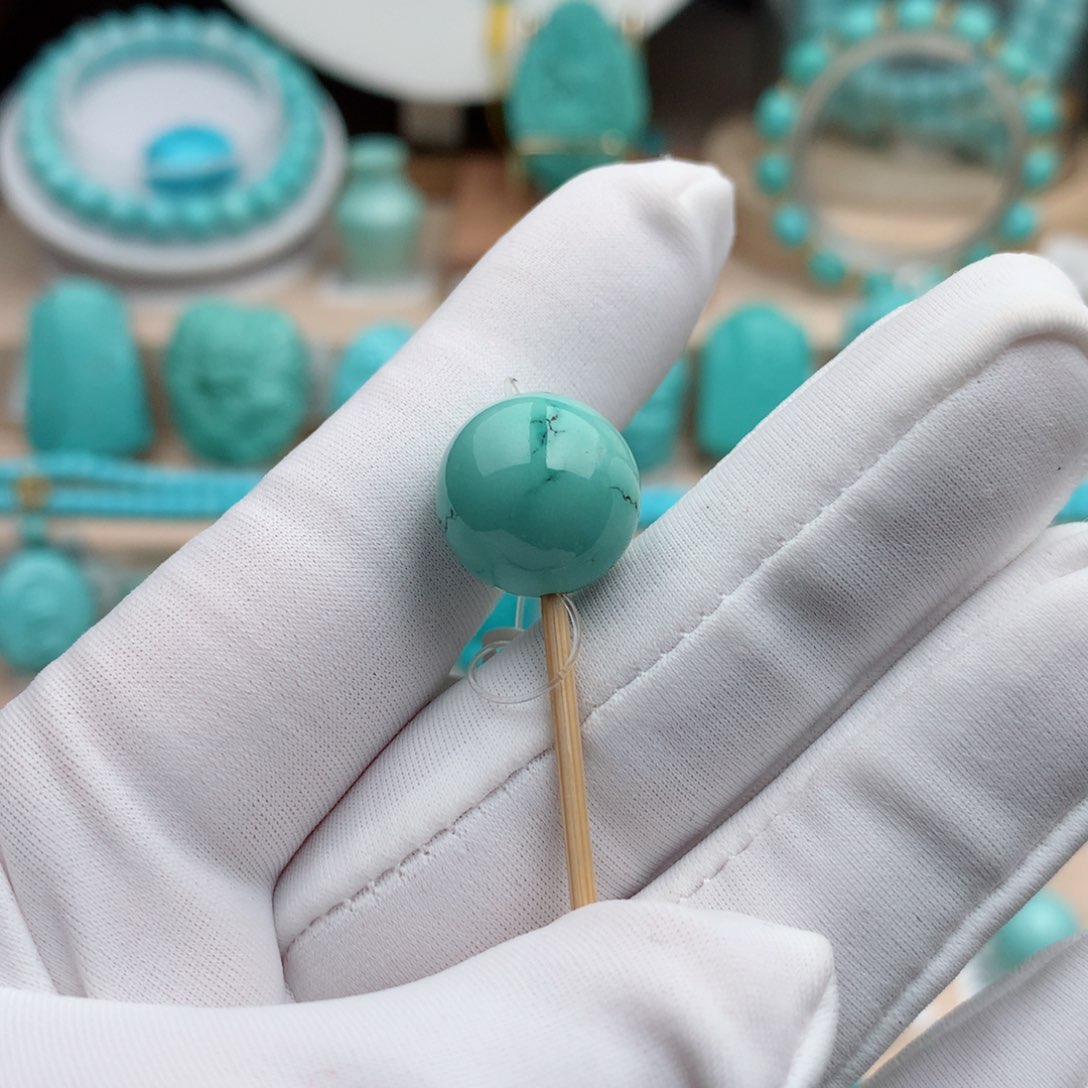 绿松石珠宝奇石未镶嵌13.6mm