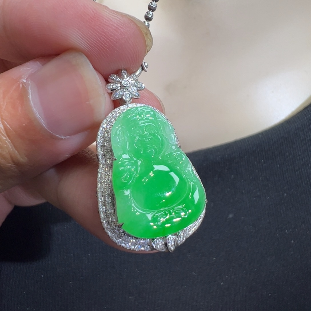 翡翠18K金镶嵌吊坠(不含链)