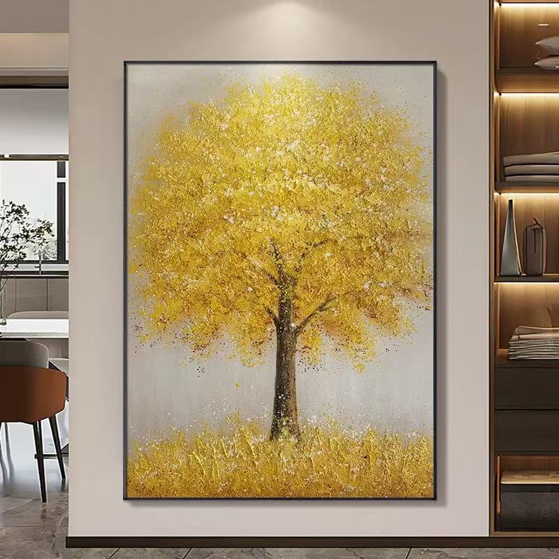 《发财树》现代简约玄关装饰画沙发背景墙砂岩画装饰画客厅高级感