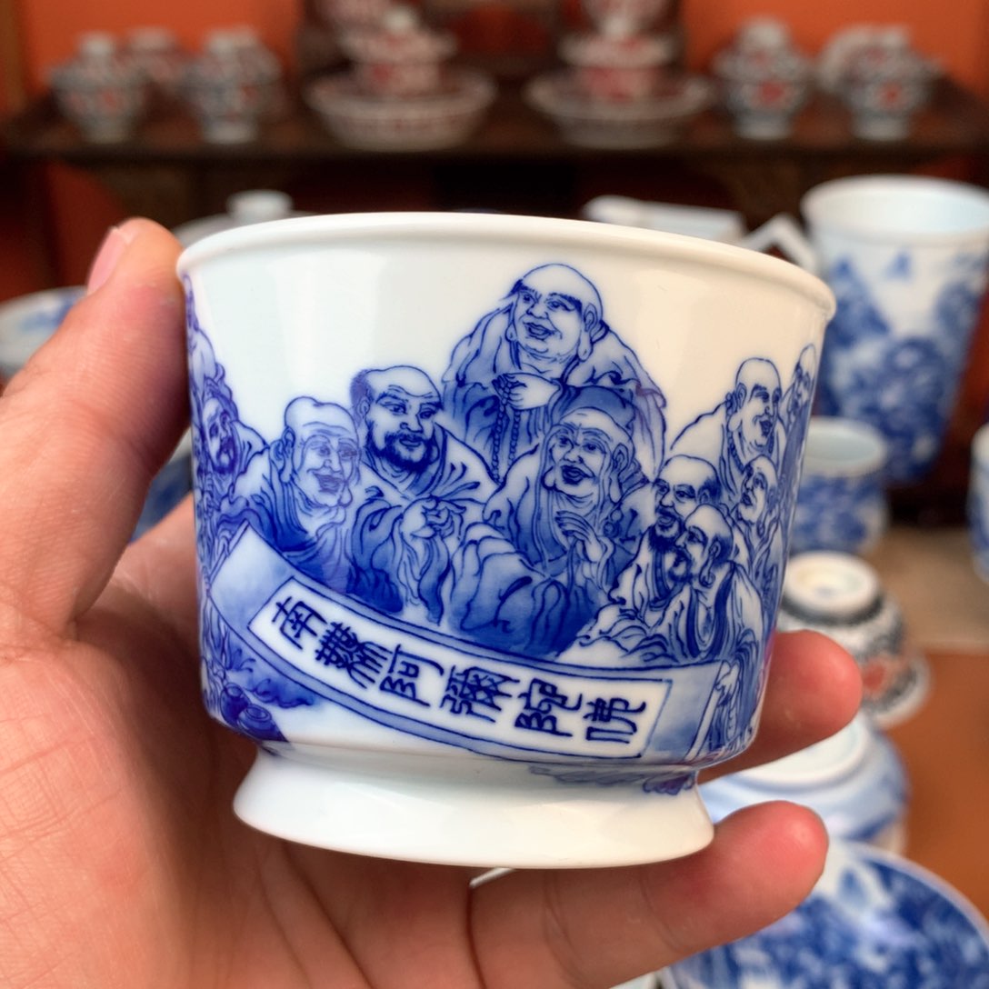 十八罗汉主人杯手工手绘