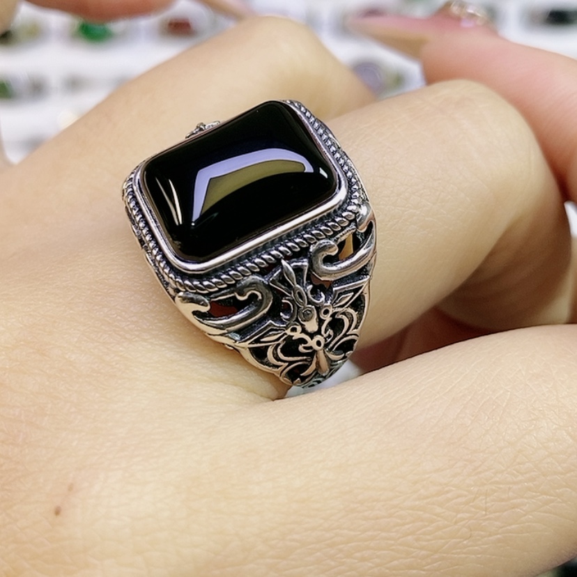 【闪购商品】银S925镶嵌戒指玛瑙/玉髓戴****体