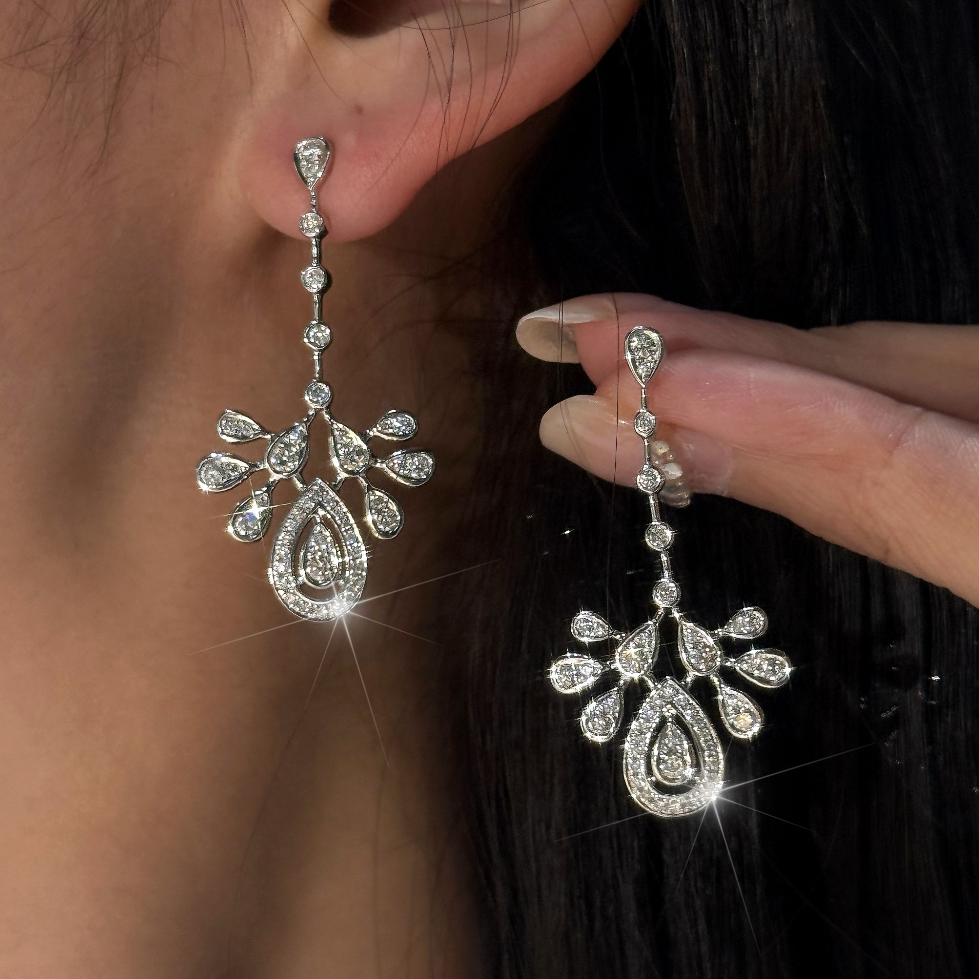  QANNA【满钻皇冠】【超大号】轻奢设计款经典皇冠钻石耳环耳钉AY