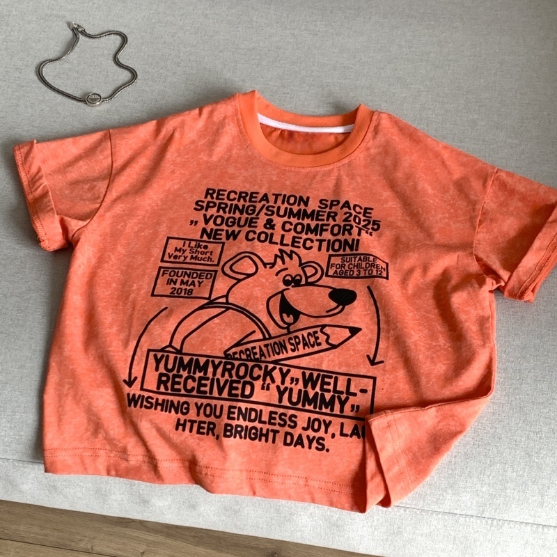 男童印花字母熊短袖T恤儿童夏款2025新品 37765