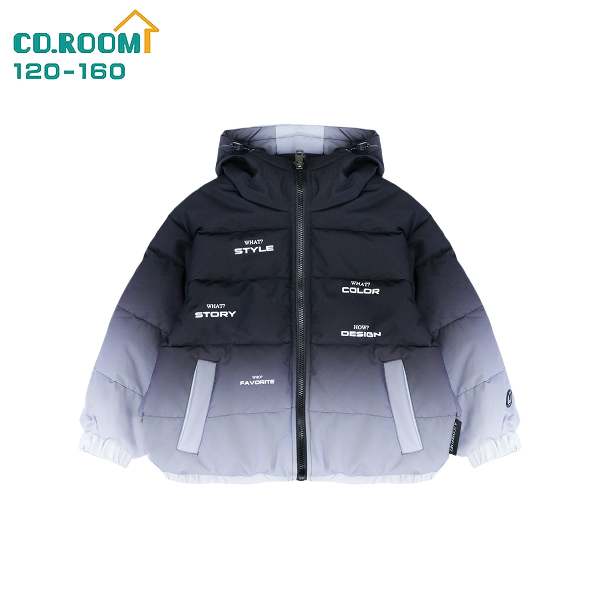 男中童渐变双拼色90白鸭绒羽绒服中长款防风保暖休闲潮酷风