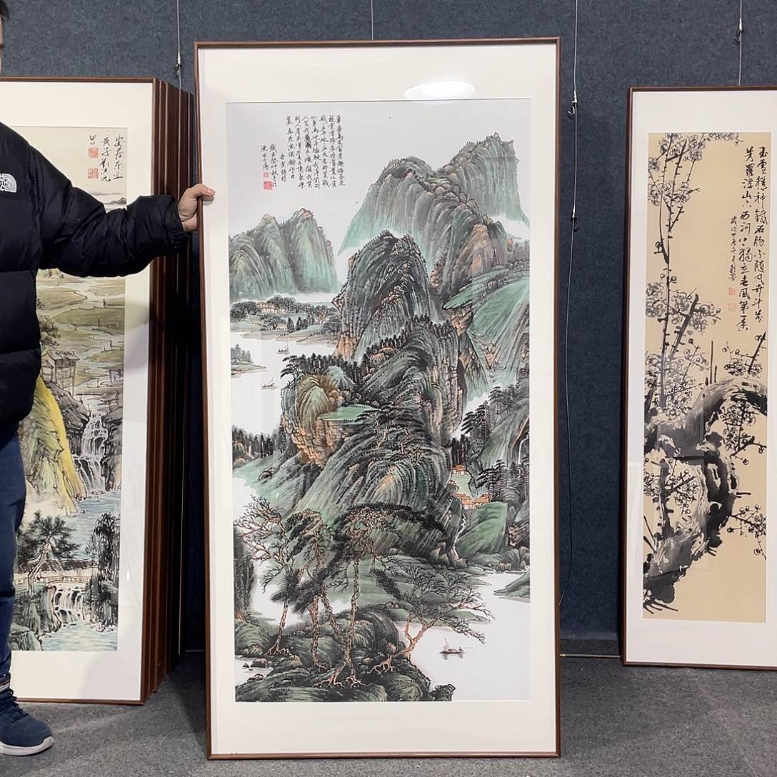 国画手绘画作品带框发