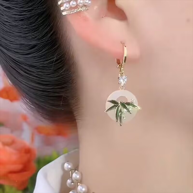 锌合金耳饰 R0R8复古白色植物花卉饰品耳环复古/宫廷时尚耳饰