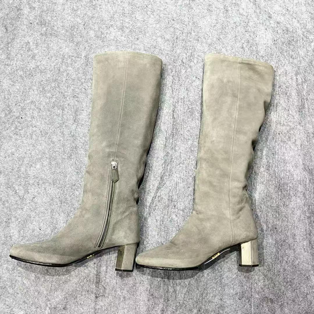 95新 Prada/普拉达 低跟长筒靴37.5码