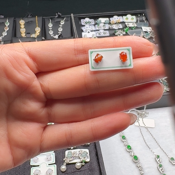 翡翠合金耳饰耳钉