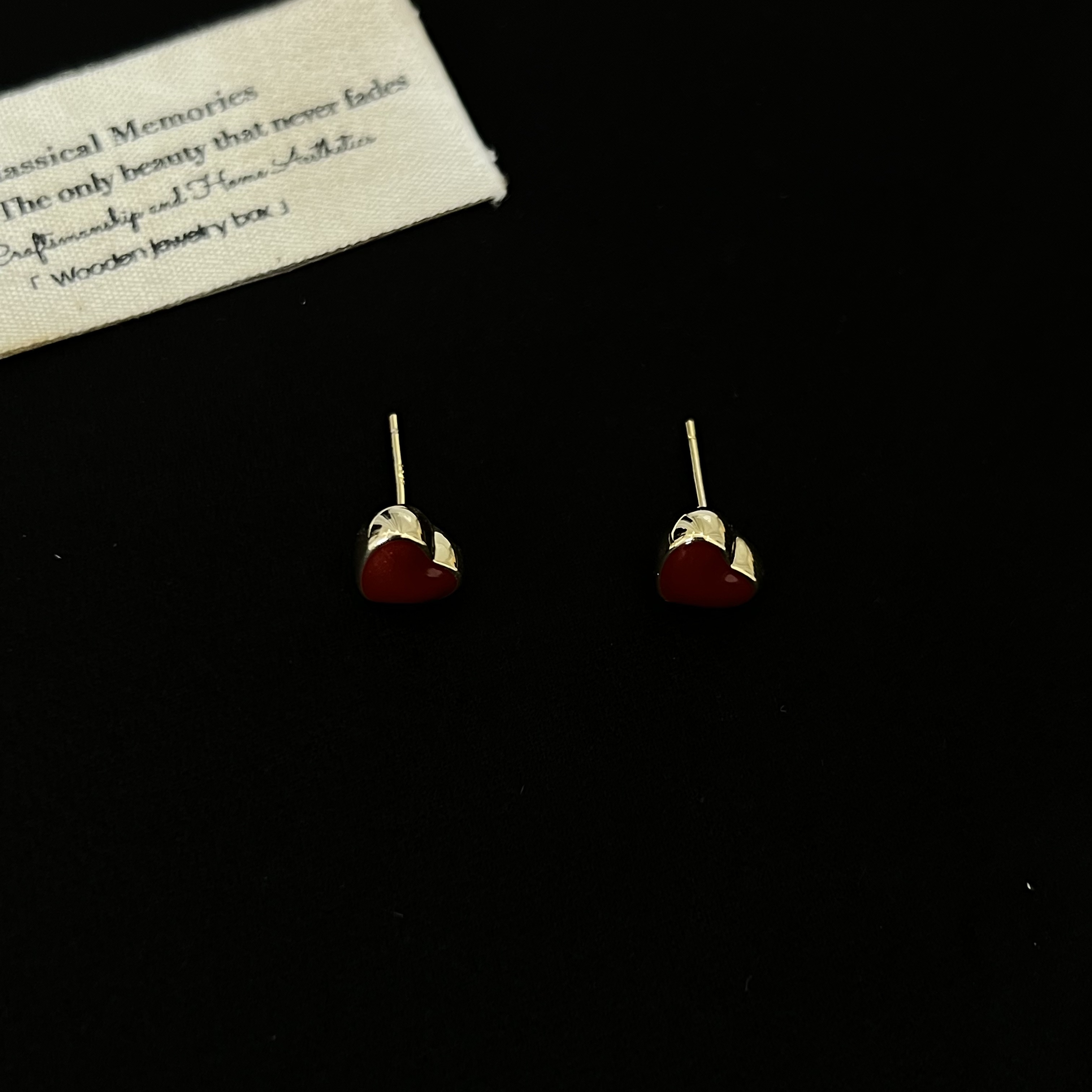 铜合金耳饰 时尚显白迷你酒红爱心耳钉389