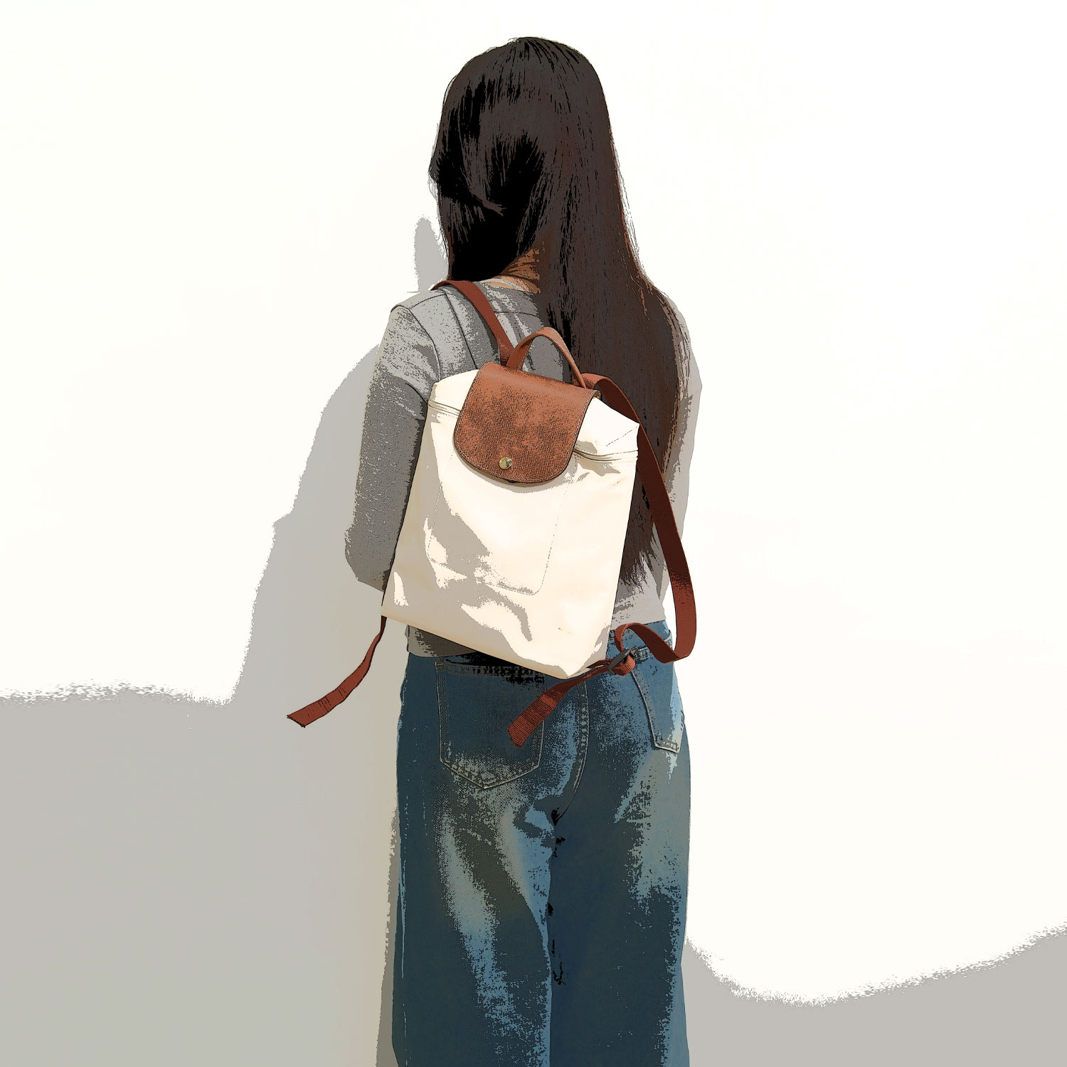 轻奢女士百搭双肩包防脏时尚纯色中性风