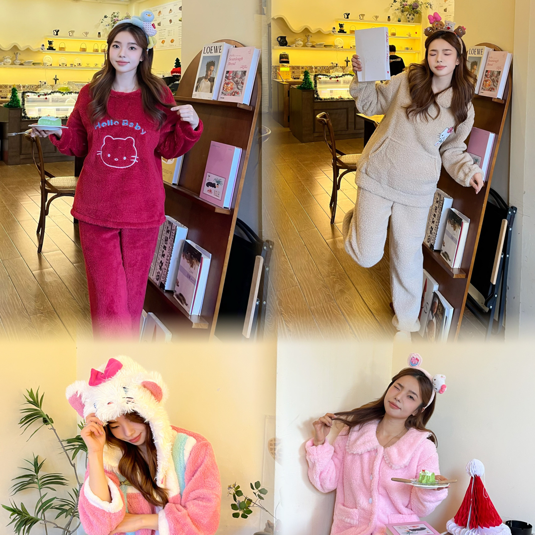 主播念到名下单秋冬季女士卡通睡衣保暖宽松家居服微瑕介意勿拍
