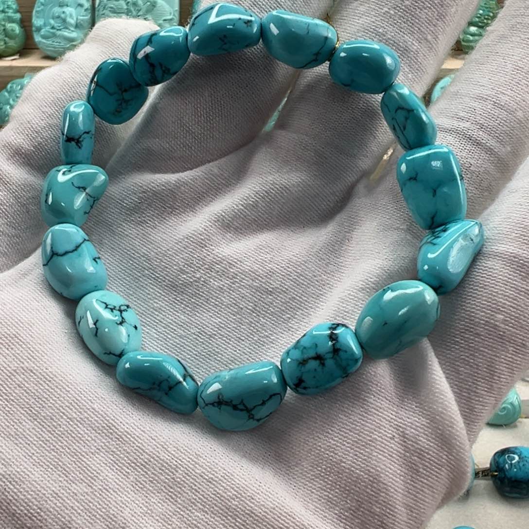 未镶嵌绿松石随形手串 10.4mm风****-