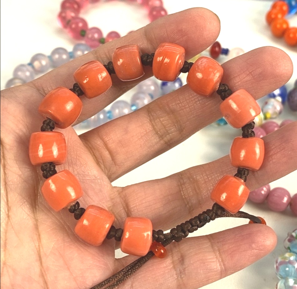 木红孩儿面老琉璃绳编手串