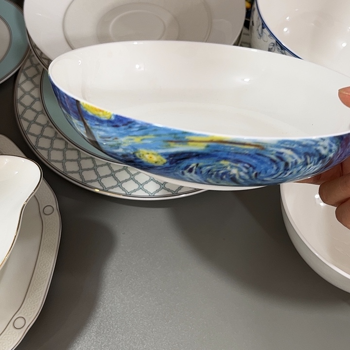 瓷片微瑕骨瓷窝盘一个星空