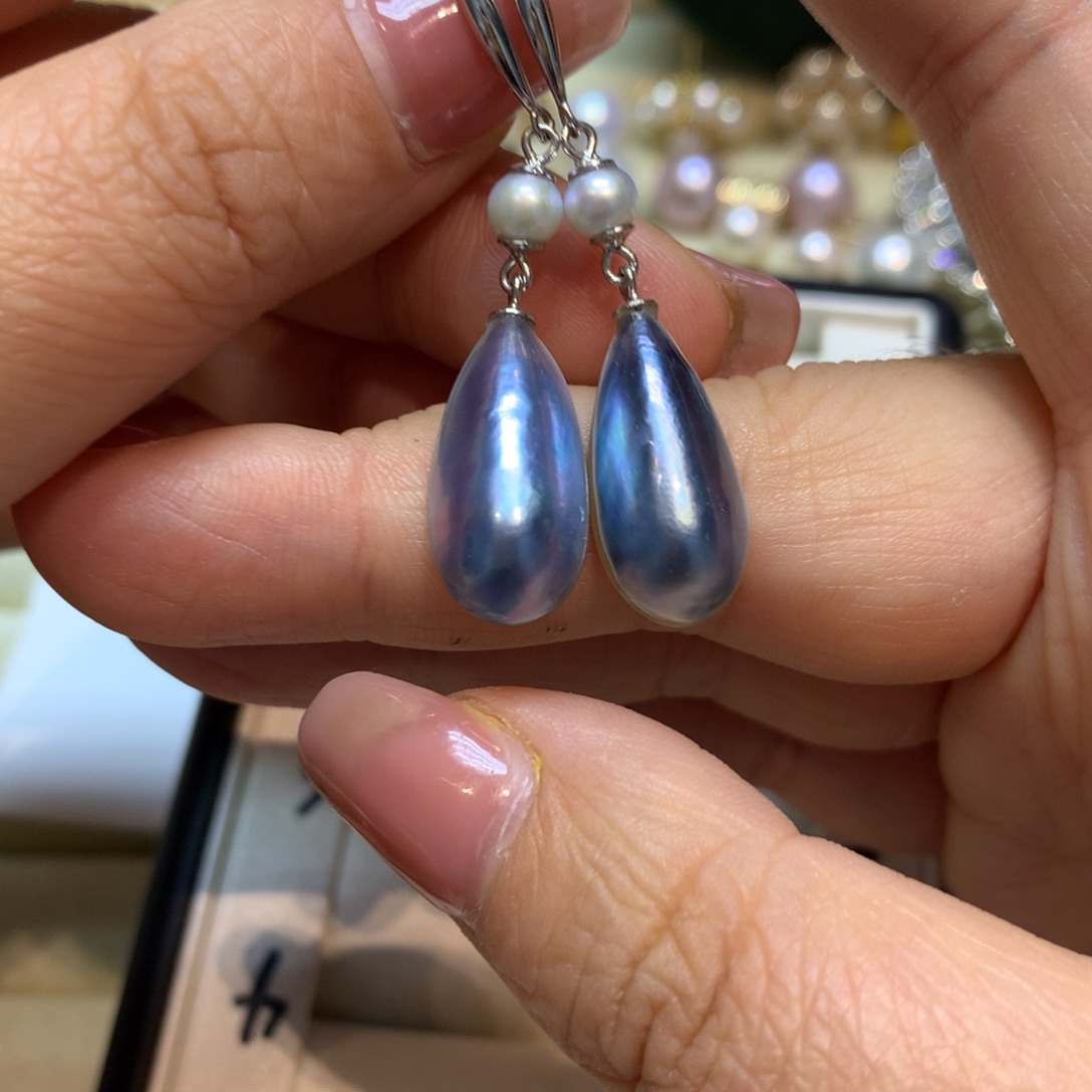 拼合珍珠（马贝珠）耳饰银S925镶嵌