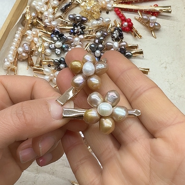 淡水珍珠发饰银S925镶嵌