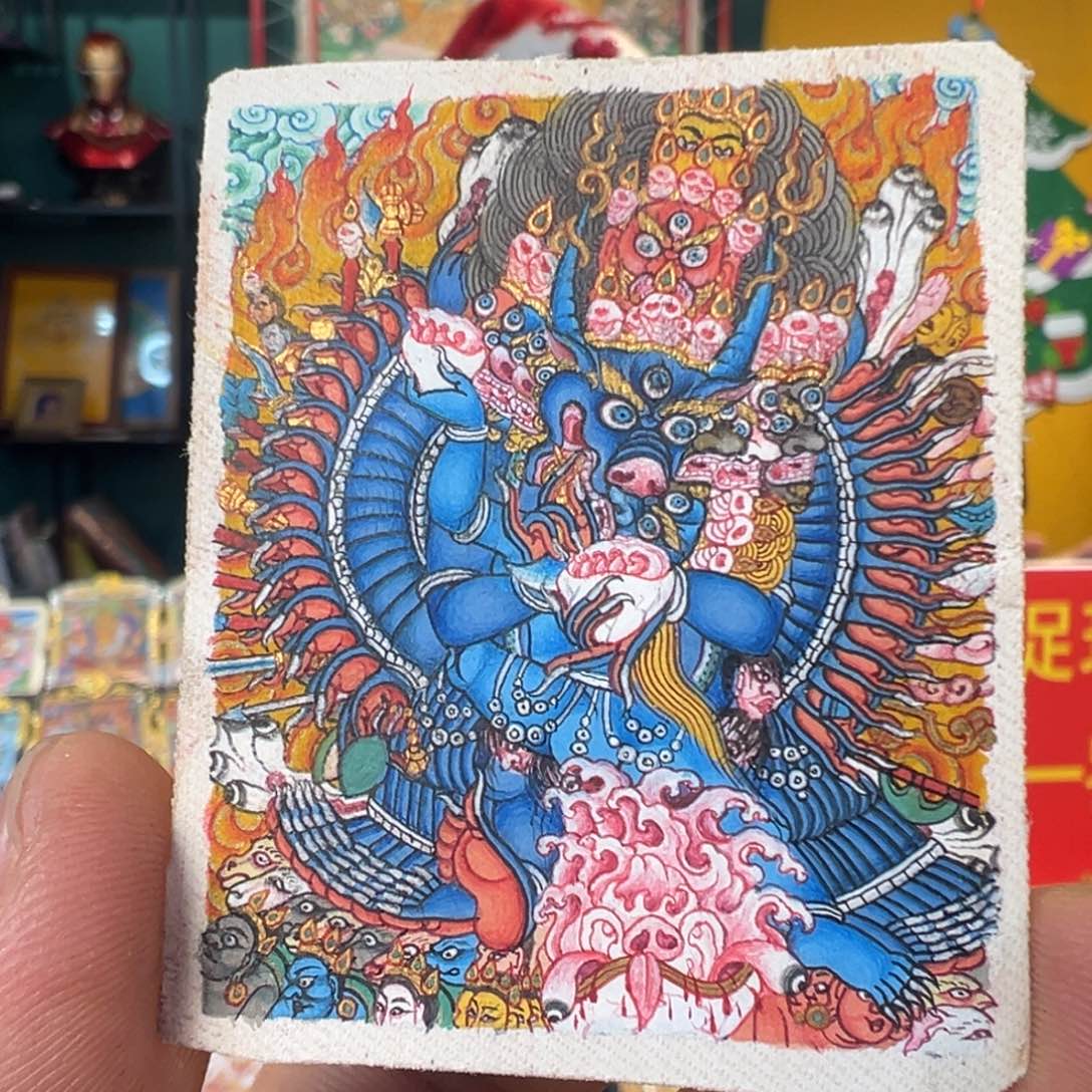 吊坠纯手绘唐卡大威德