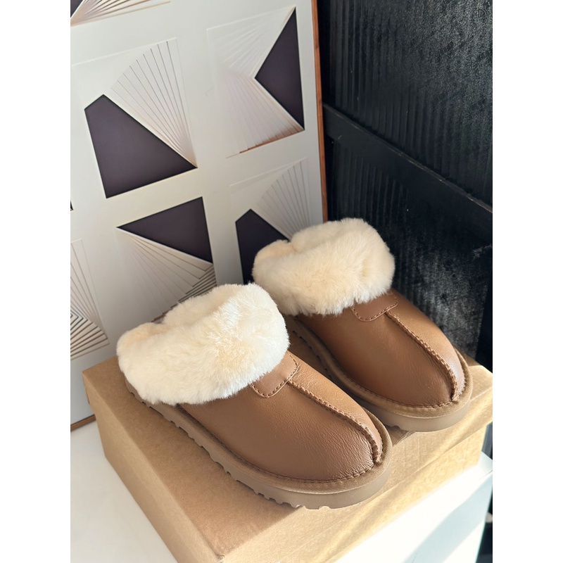 【星拖常规底2-3公分】光面星拖男女同款羊皮毛一体包头拖鞋