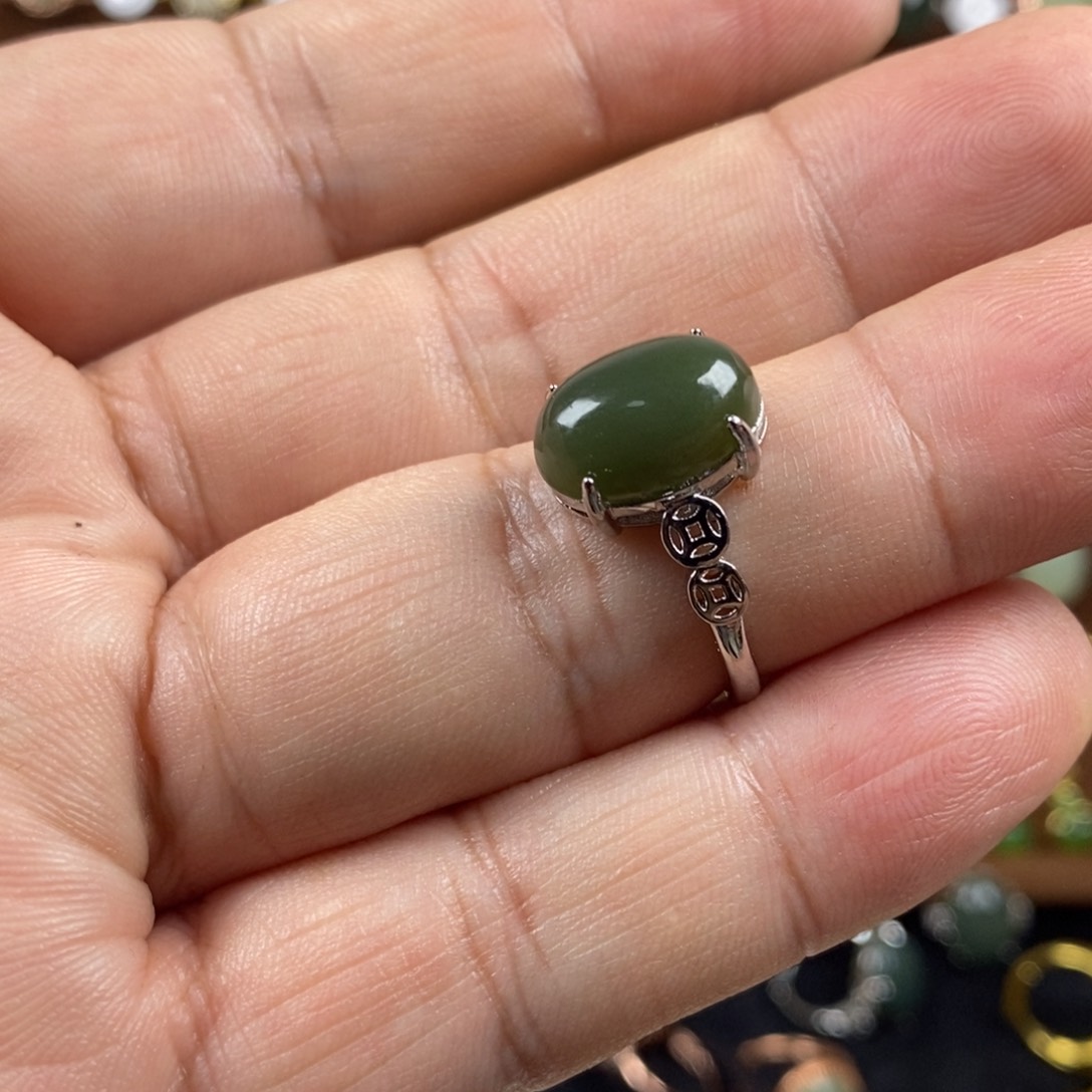 和田玉（青玉）戒指合金