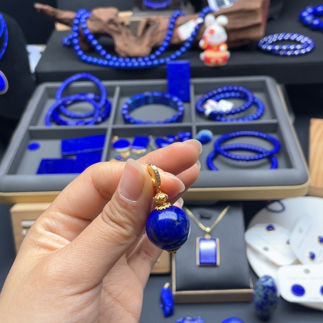 银S925镀金镶嵌青金石吊坠