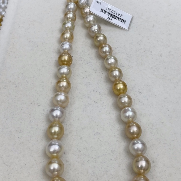 海水珍珠颈饰银S925镶嵌白金混彩10-13mm