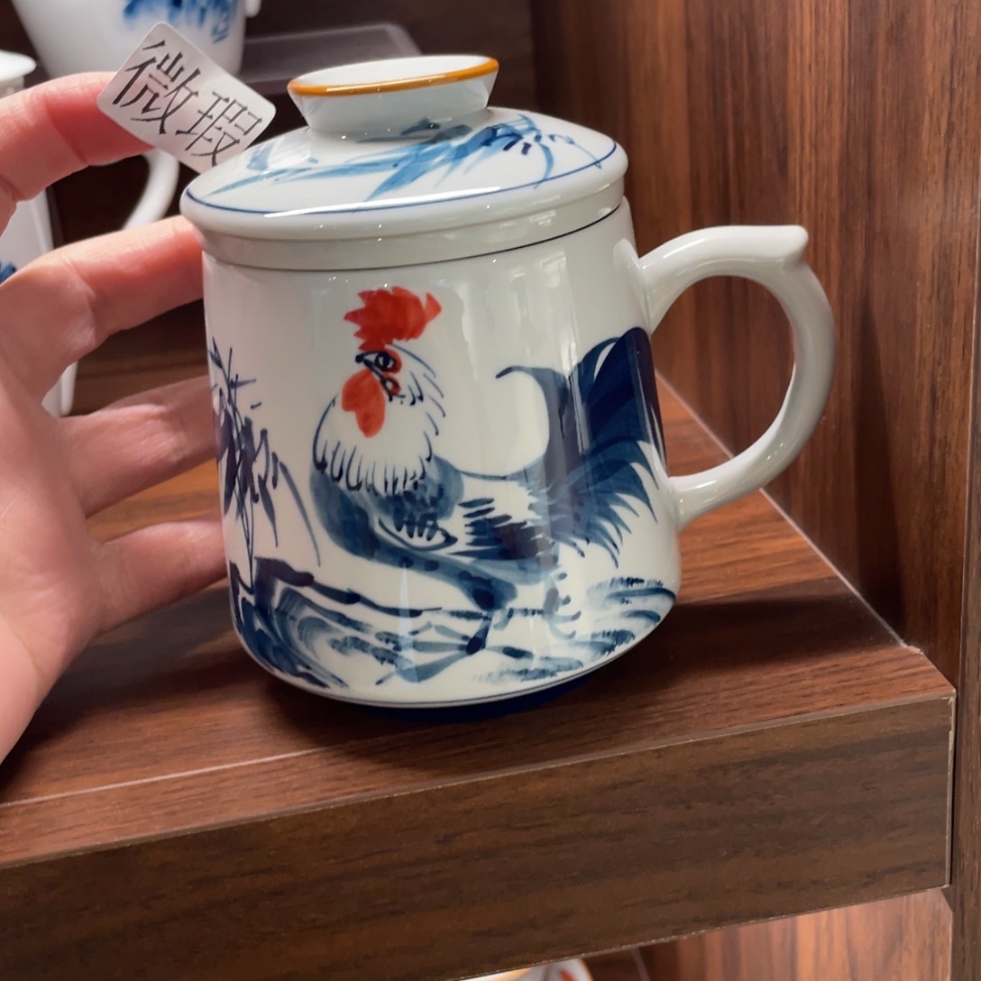 釉下手绘茶具微瑕