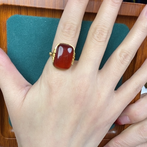 血珀戒指银S925镶嵌戒指