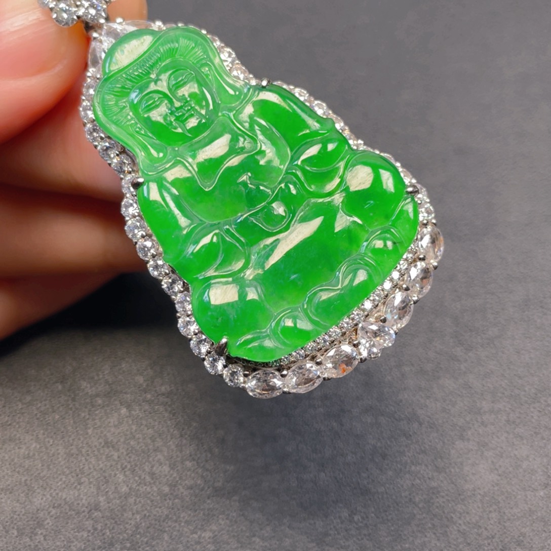 吊坠(不含链)银S925镶嵌翡翠