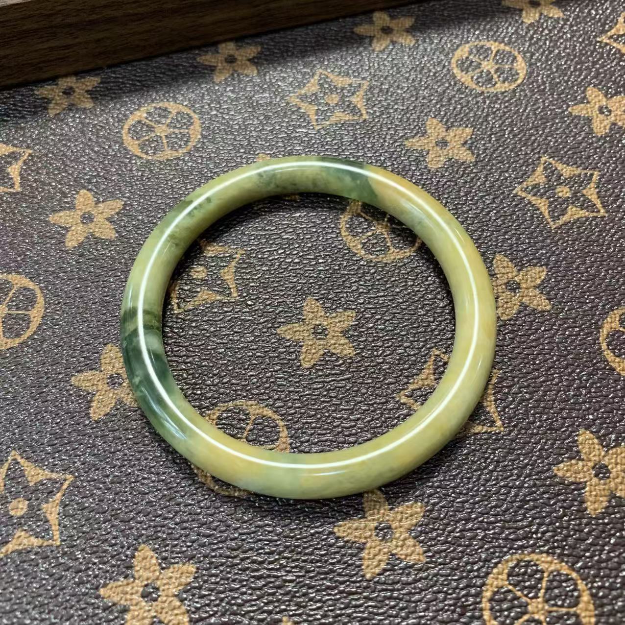 【精美岫玉】63+圈口特色花玉虎皮兰    天然玉石 17（默认微瑕）