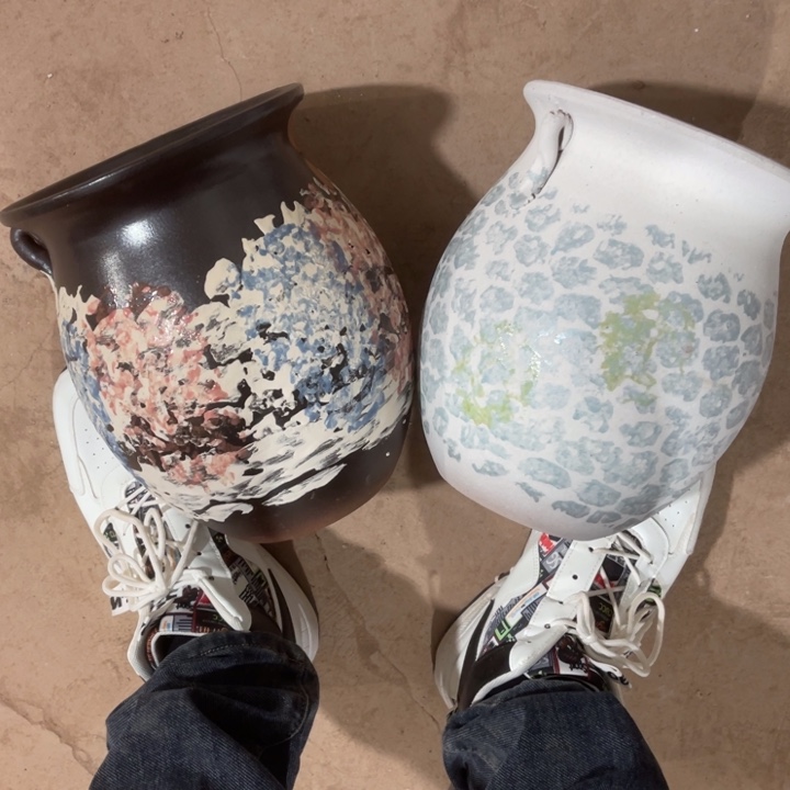 花盆紫砂口径19高度24两只瑕疵