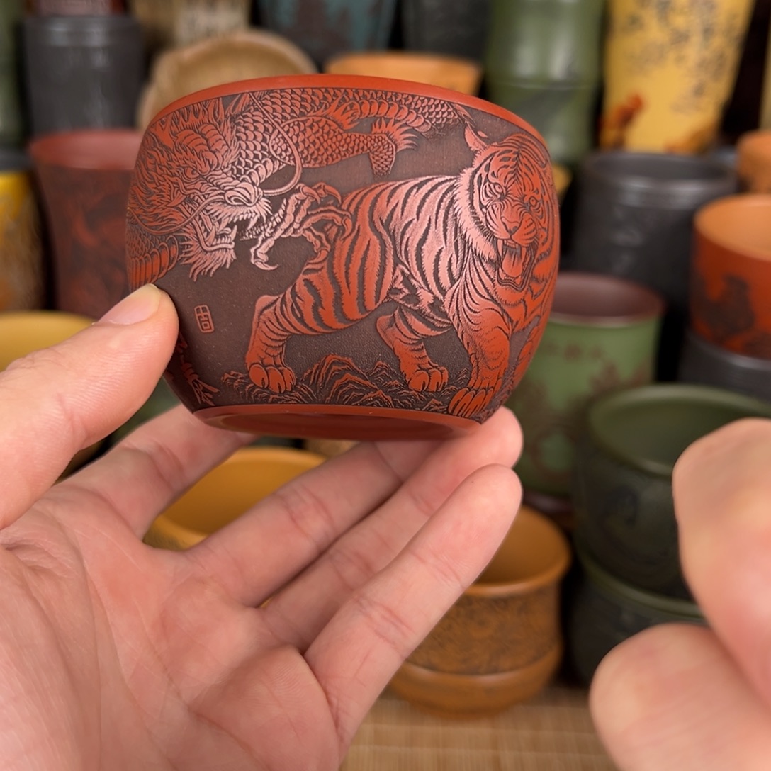 紫砂茶杯宜兴原矿紫砂杯