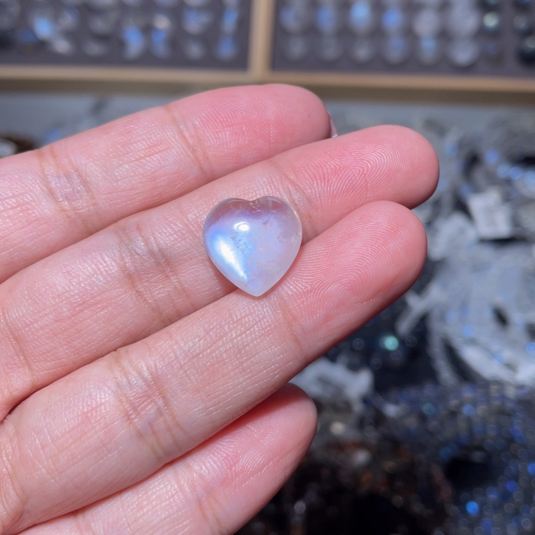 月光石吊坠(不含链)未镶嵌蓝月光小爱心