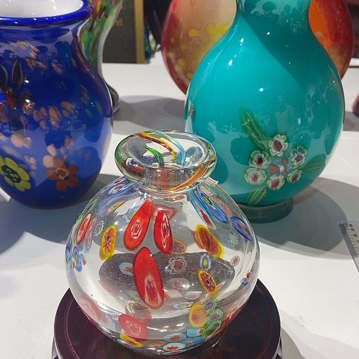 琉璃纯手工百花透明花瓶